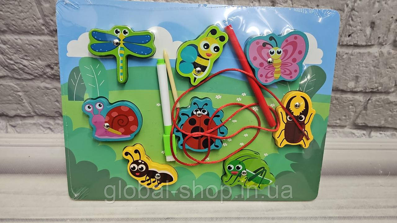 Дерев'яна риболовля-шнурівка з дошкою для малювання "Секоомі"