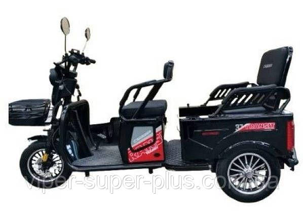 Електротрайк Електроскутер триколісний Crosser Transit TR-5 Кроссер 800 Вт, 72V/20AH, Колесо Ø-10, 35-45 км/ч, Чорний