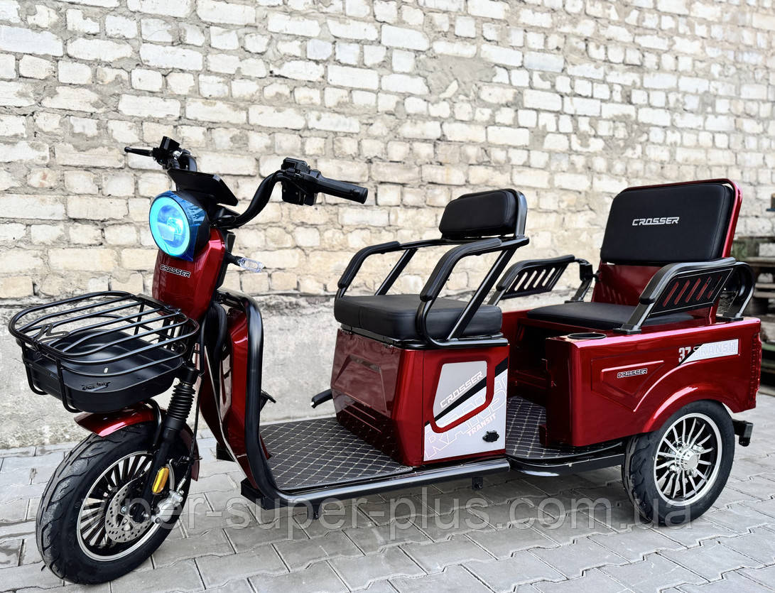 Електротрайк Електроскутер триколісний Crosser Transit TR-5 Кроссер 800 Вт, 72V/20AH, Колесо Ø-10, 35-45 км/ч, Червоний