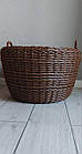 Великий коричневий кошик для дров, дровник плетений з металевими ручками зі штучного ротанга ручної роботи 45 л, фото 3