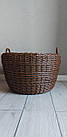Великий коричневий кошик для дров, дровник плетений з металевими ручками зі штучного ротанга ручної роботи 45 л, фото 4