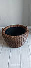 Великий коричневий кошик для дров, дровник плетений з металевими ручками зі штучного ротанга ручної роботи 45 л, фото 5