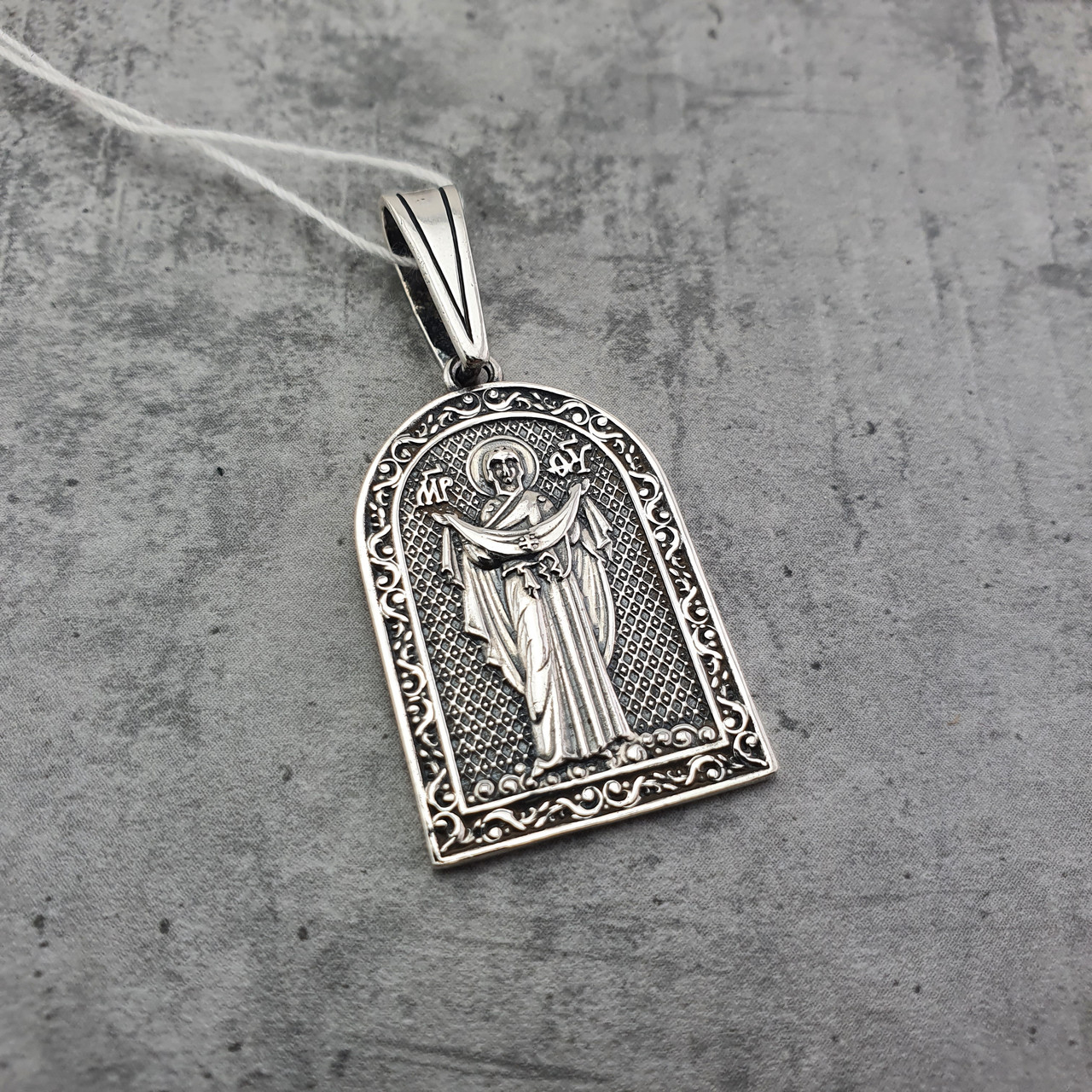 Велика срібна ладанка Богородиця. Православна іконка Покров Пресвятої Богородиці із срібла 925, фото 1