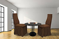 Жакардові чохли на стільці (6 шт) Kayra Volna з спідницею колір коричневий