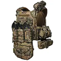 Плитоноска мультикам WARMOR с быстрым сбросом, бронежилет 8 подсумков с карманами под боковую защиту, 25х30 art.fly