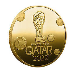 Сувенірна Пам'ятна монета чемпіонату світу з футболу в Катарі 2022 року. голд