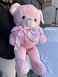М'яка іграшка ведмедик із серцем плюшеві ведмедики 50 см рожевий, фото 3