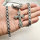 Чоловічий комплект із чорнінням православний хрест 20 г з ланцюжком подвійний якір 925 проба, фото 2