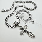 Чоловічий комплект із чорнінням православний хрест 20 г з ланцюжком подвійний якір 925 проба, фото 4