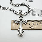 Чоловічий комплект із чорнінням православний хрест 20 г з ланцюжком подвійний якір 925 проба, фото 3
