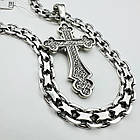 Чоловічий комплект із чорнінням православний хрест 20 г з ланцюжком подвійний якір 925 проба, фото 5