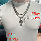 Чоловічий комплект із чорнінням православний хрест 20 г з ланцюжком подвійний якір 925 проба, фото 7