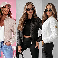 Жіноча куртка весняна Бомбер 42-44, 46-48, 50-52 Беж, Чорний, Білий