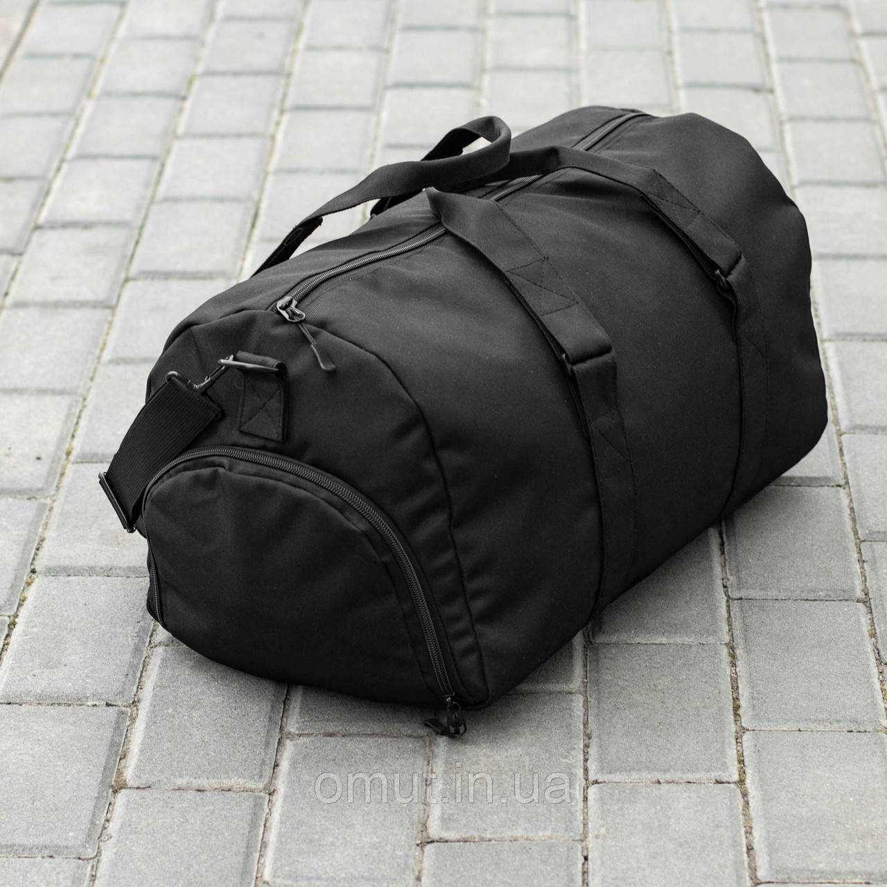 Спортивна чоловіча сумка для спортзалу тканинна чорна дорожня містка, фото 1