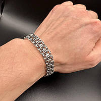 Мужской патриотический браслет Тризуб с чернением 12 мм ширина 925 проба