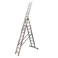Драбина алюмінієва трисекційна GTM KME310 3x10 сходинок 2.72-6.5м (39947)