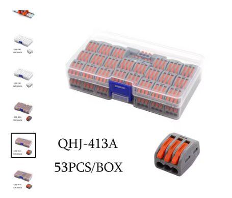 Клемa швидкого монтажу 3 х 2.5 / 4 мм2, 32 А (Ваго/Wago) 222-413 РСТ-213. Негорючий. Набір 53 шт. у кейсі, фото 1