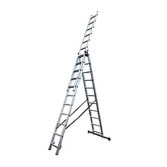 Драбина алюмінієва трисекційна GTM KME311 3x11 сходинок 2.99-7.31м (39948)