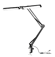 Лампа безтінова настільна подвійна LED чорна USB