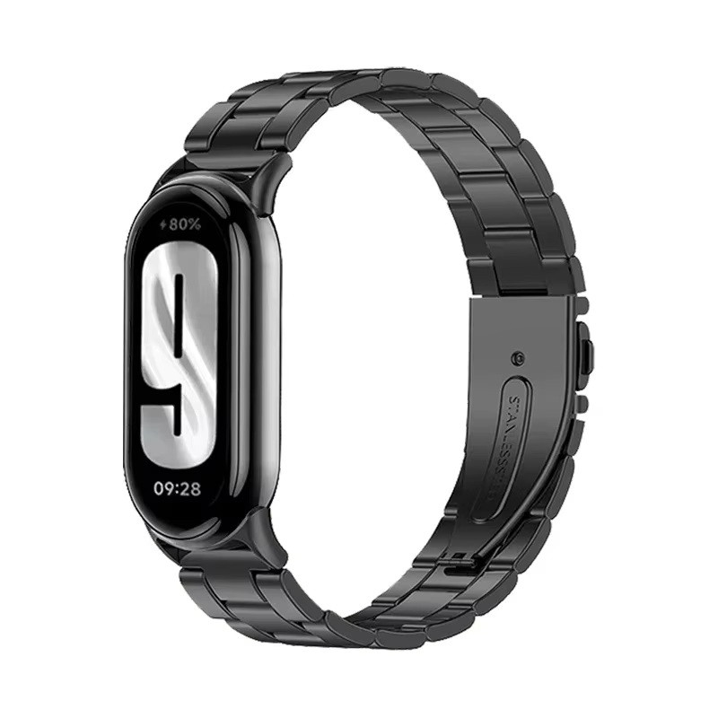 Ремінець для фітнес-браслету Xiaomi Mi Band 8 і 9 Type С металевий із застібкою чорний
