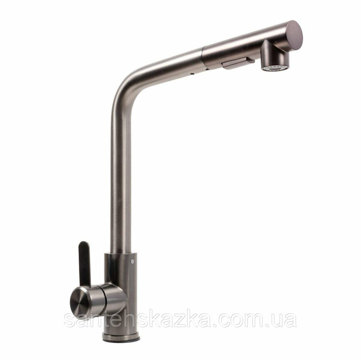 FC-3 змішувач кухонний з висувною лійкою ТМ Platinum (PVD чорний), фото 1