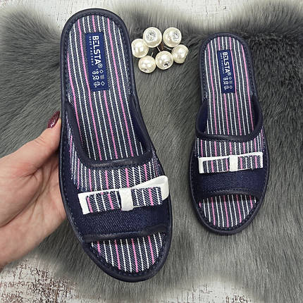 Тапочки кімнатні жіночі Белста сині з відкритим носком 2470, фото 1