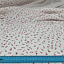 Тканина Муслін жатка принт двошаровий Тюльпани червоні на біло-молочному дрібні, фото 2