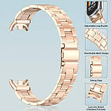 Ремінець для фітнес-браслету Xiaomi Mi Band 8,9,10 Type C металевий із застібкою рожеве золото, фото 5