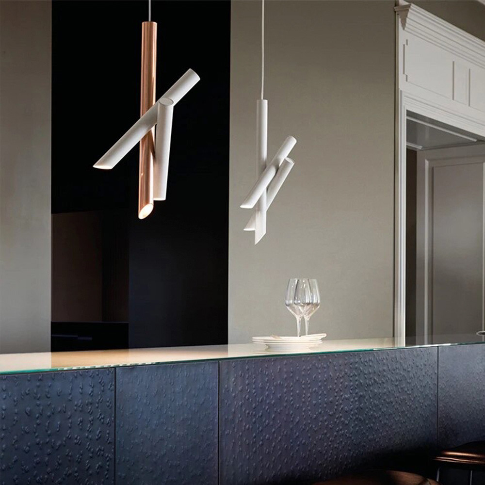 Світильник TUBES у білому корпусі в стилі модерн Line F | Арт. MJ102/3 GD+WT, фото 1