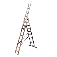 Драбина алюмінієва трисекційна GTM KME310 3x10 сходинок 2.72-6.5м (KME310)