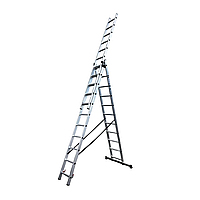Драбина алюмінієва трисекційна GTM KME311 3x11 сходинок 2.99-7.31м (KME311)