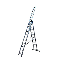 Драбина алюмінієва трисекційна GTM KMEKME312 3x12 сходинок 3.26-8.12м (KMEKME312)