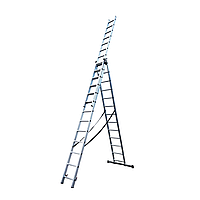 Драбина алюмінієва трисекційна GTM KMEKME313 3x13 сходинок 3.53-8.93м (KMEKME313)