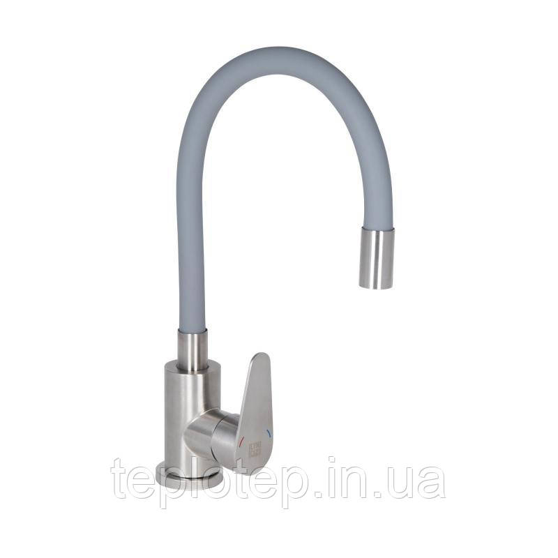 Змішувач для кухні Lidz Vida 015F3 з гнучким виливом (k35) LDVID015F3GRE43356 Grey, фото 1