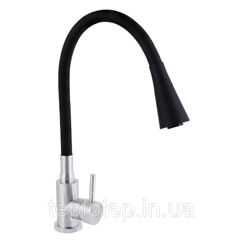 Змішувач для кухні Lidz Aria 015F31 з гнучким виливом (k35) LDARI015F31BNK31872 Black / Nickel, фото 1