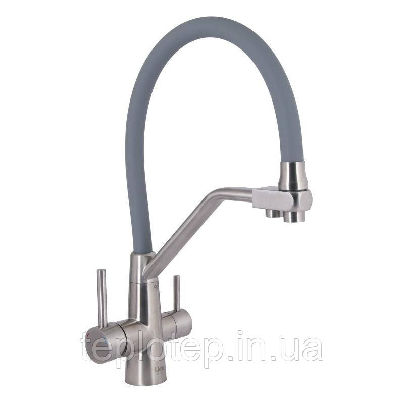 Змішувач для кухні Lidz Aria 020F3 з гнучким виливом з підключенням для питної води (k35) LDARI020F3GNK39211, фото 1