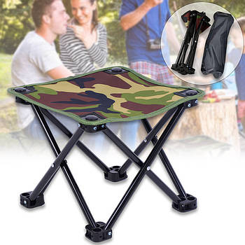 Складний кемпінговий стілець-табурет 32х32х28 см з чохлом AND HX-32 Камуфляж