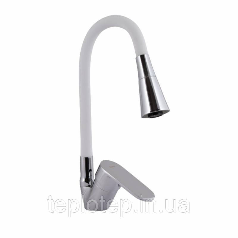 Змішувач для кухні Lidz Tani 008F3 з гнучким виливом (k40) LDTAN008F3WCR37037 White / Chrome, фото 1