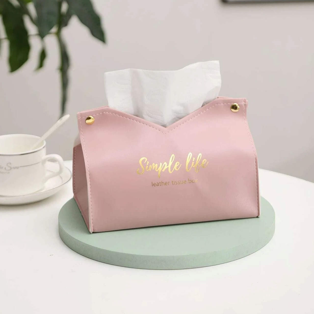 Серветниця/підставка для серветок на стіл прямокутна з екошкіри Simply Life рожева (LB-120283)