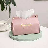 Серветниця/підставка для серветок на стіл прямокутна з екошкіри Simply Life рожева (LB-120283)