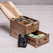 Дерев'яний органайзер для годинників з шухлядою ящичком для аксесуарів Коробочка з дерева