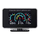 Автомобільний РК-дисплей 3 в 1 (датчики температури води/тиску мастила/напруги), фото 2