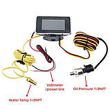 Автомобільний РК-дисплей 3 в 1 (датчики температури води/тиску мастила/напруги), фото 3