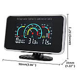 Автомобільний РК-дисплей 3 в 1 (датчики температури води/тиску мастила/напруги), фото 4
