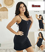 Нічна сорочка на вузькій бретельці натуральна віскоза однотонна (M-L-XL-2XL)