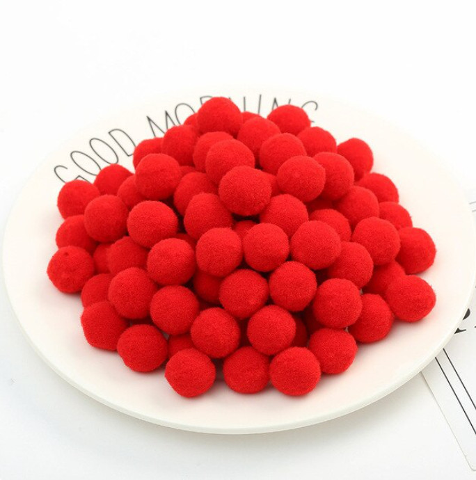 Помпончики 1 см люкс, червоні (50 шт)