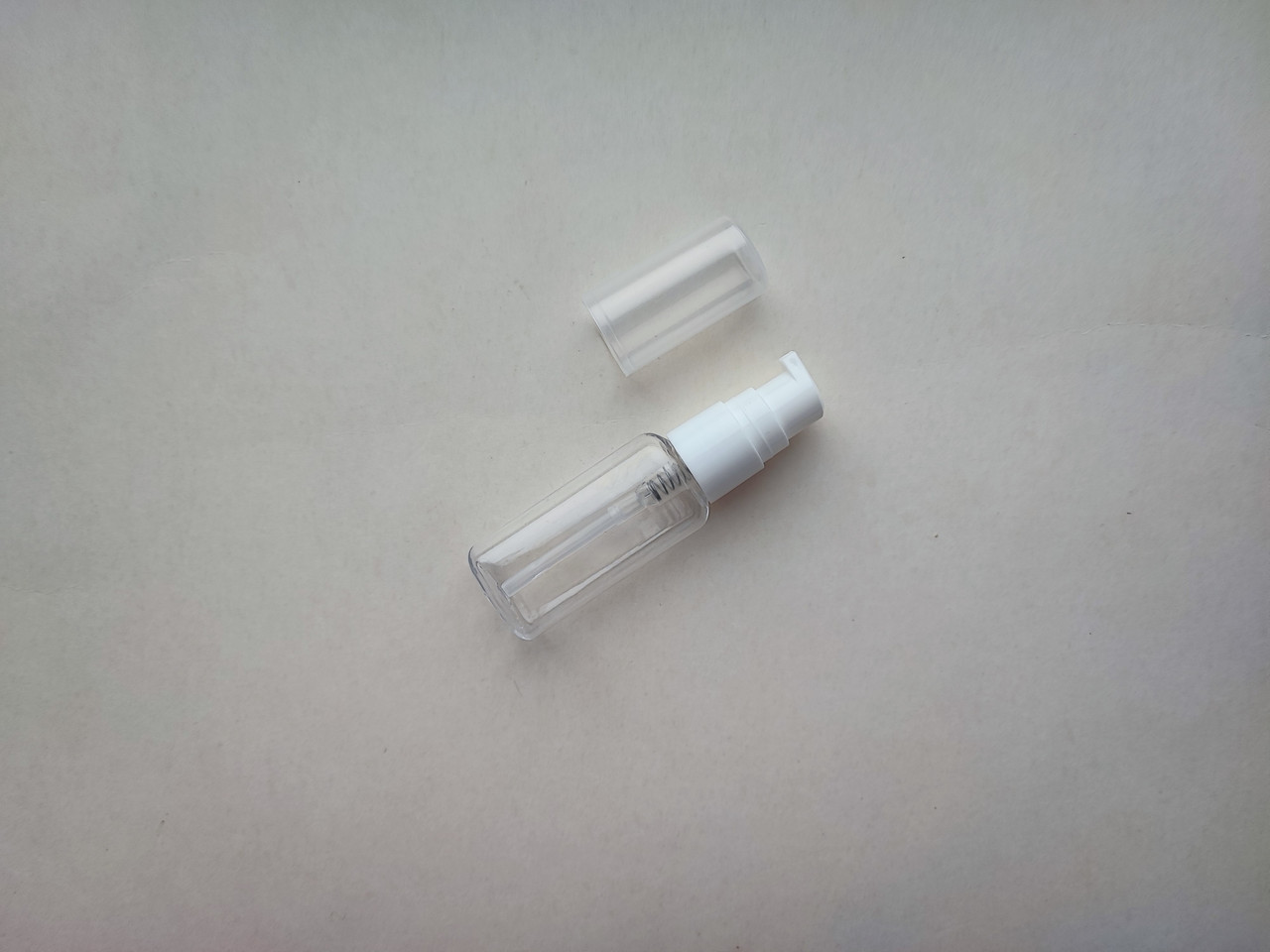 25 мл ПЕТ Овал флакон прозорий з білим кремовим дозатором 18/410, пляшка пластиковий, пластмасовий, для геля