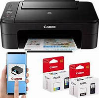 МФУ 3в1 Canon PIXMA TS3750 2 картриджа + USB кабель