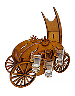 Підставка для пляшки міні бар з чарками подарунковий набір "Карета" No2209