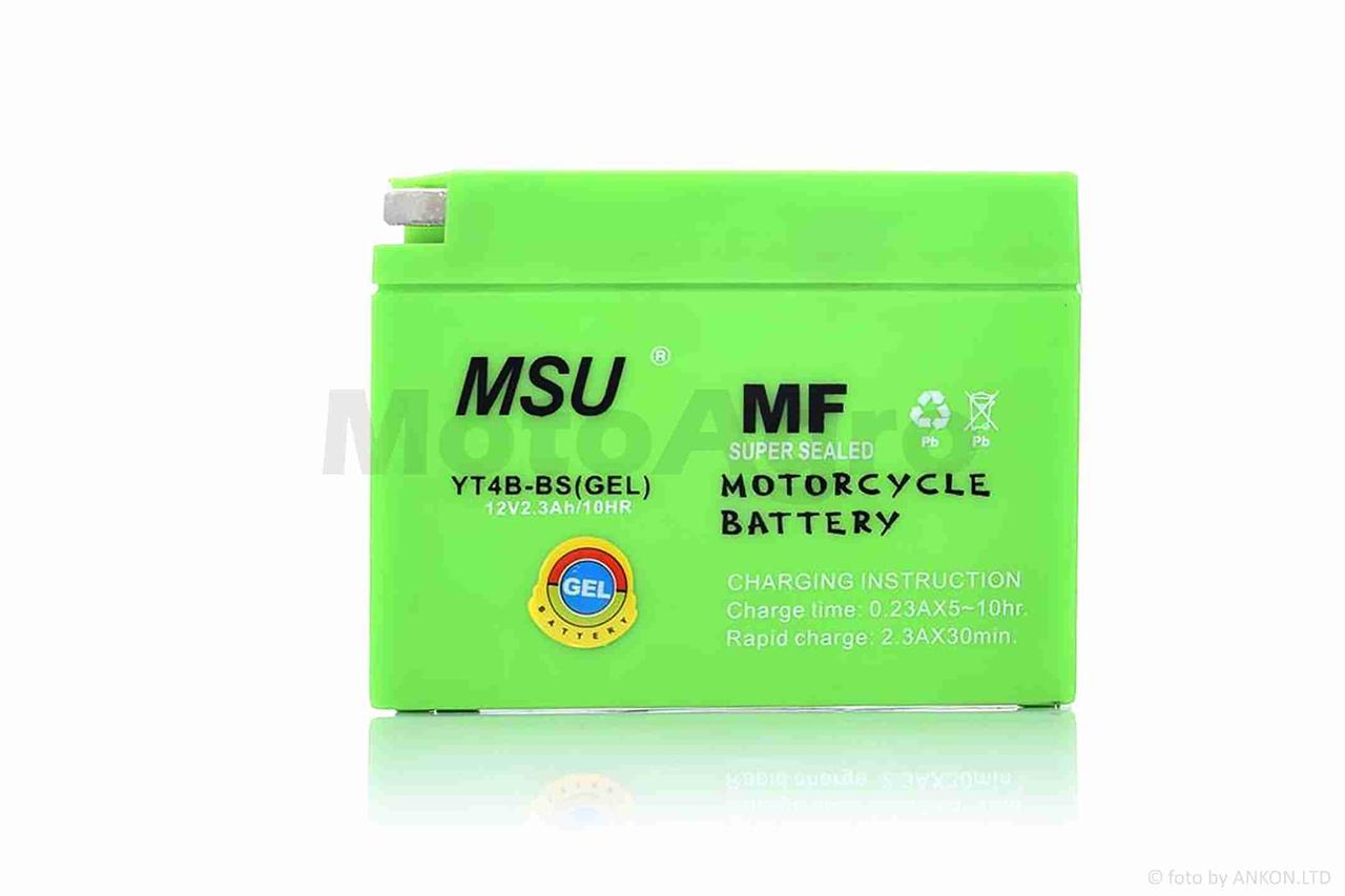 Акумулятор GEL 12 вольт 2.3A Suzuki/Yamaha 115-40-90mm YT4B-BS "MSU" (2025) AT-11879, фото 1